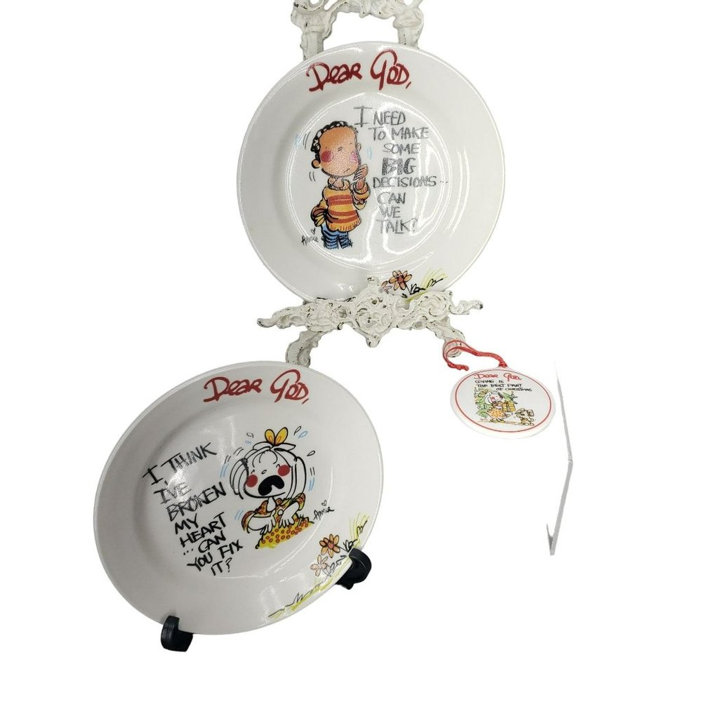 Royal Norfolk Porcelain Dear God Collection 2 Platesโ and Christmas Ornament